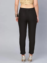 Black Cotton Solid Cigarette Pants